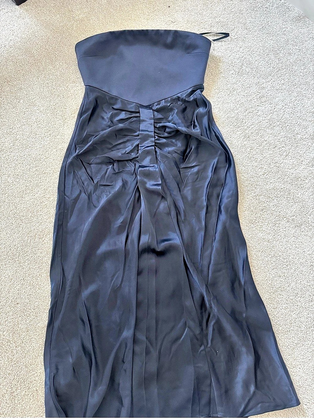 STAUD Midi Wayfaring Dress Ruched Strapless Blue Size 10 NWT retails $450 - Picture 4 of 9